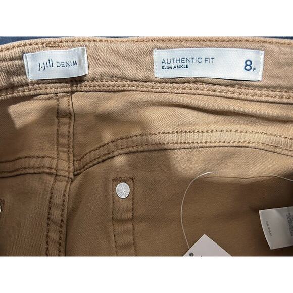 NWT J.Jill Sz 8P Denim Vicuna Tan Authentic Fit Cotton Slim Ankle Jeans - Picture 5 of 9